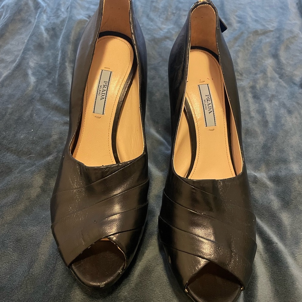 Prada Elegant Black Peep-Toe Heels